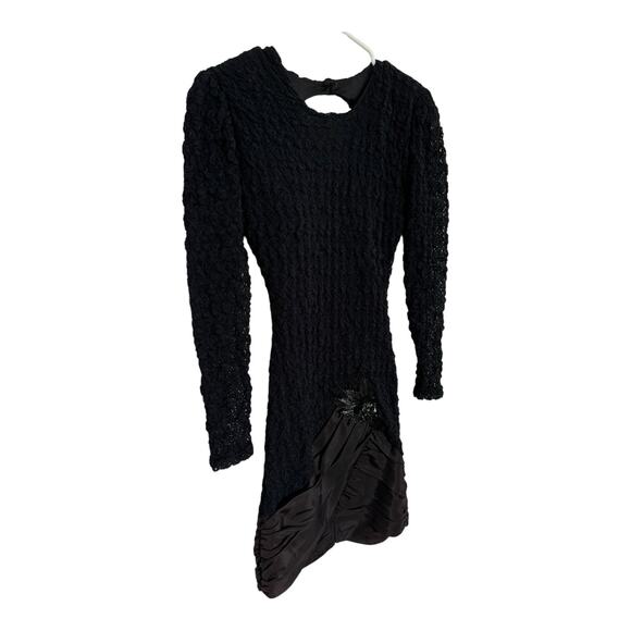 Vintage 80's Diamond's Run by Wayne Diamond sequin beaded black dress X-Small - Picture 15 of 16